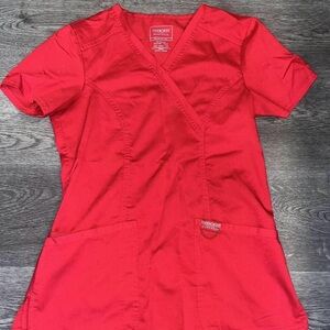Cherokee V-Neck Red Scrub Top